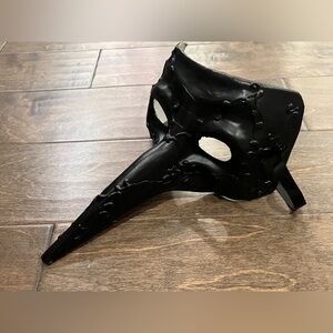 Masquerade Venetian Long Nose Half Mask Black 9" Long Nose Mask NEW.